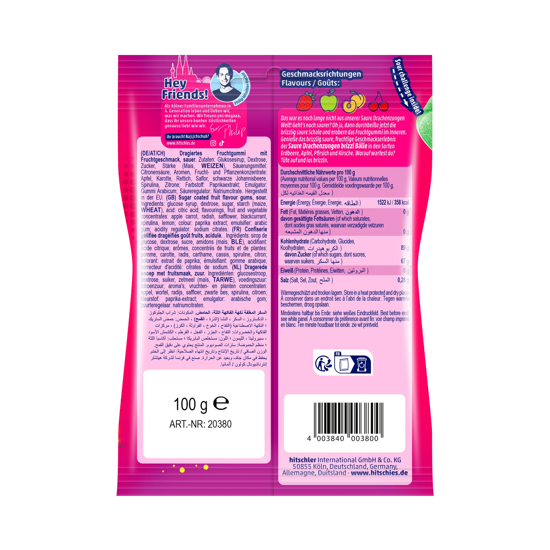 Hitschies Saure Drachenzungen brizzl Bälle 12 x 100g