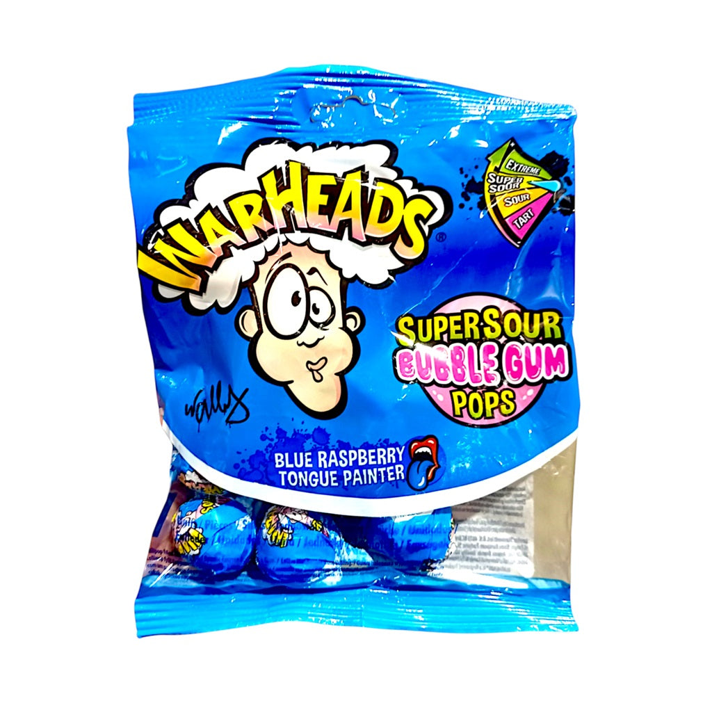 Warheads Supersour BubbleGum Blue Raspberry 7 Lollys 22 x 15g