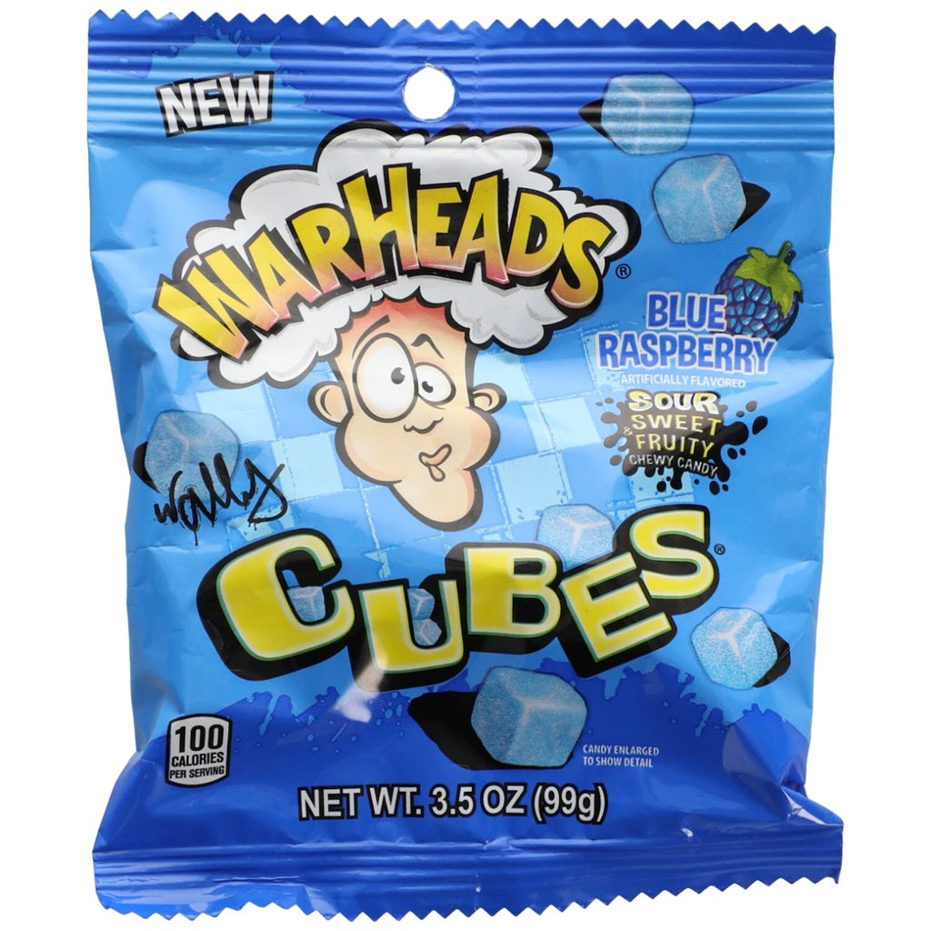 Warheads Blue Raspberry Cubes Peg Bag 12 x 85g