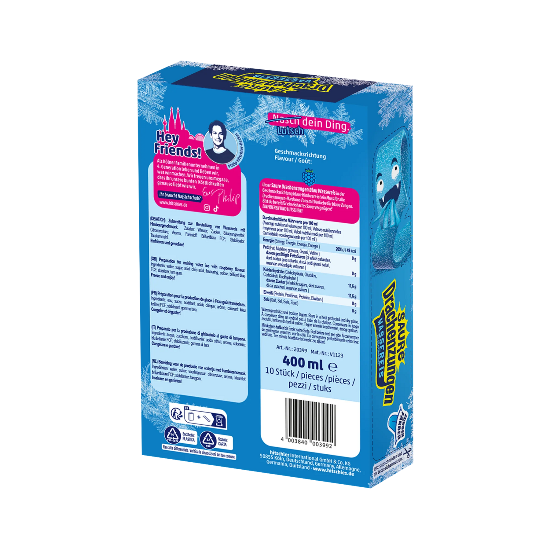 Saure Drachenzungen Wassereis Blau 24 X 400ml