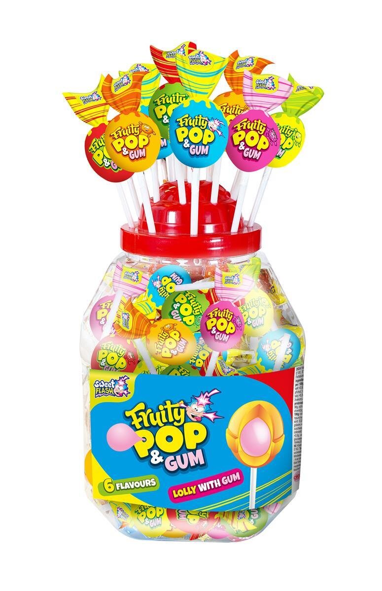 Sweet Flash Fruity Pop Lollies 100stk x 6g