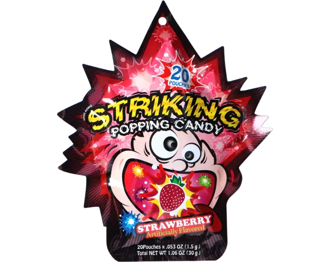 Striking - Popping Candy Strawberry Strip 12 x 30g