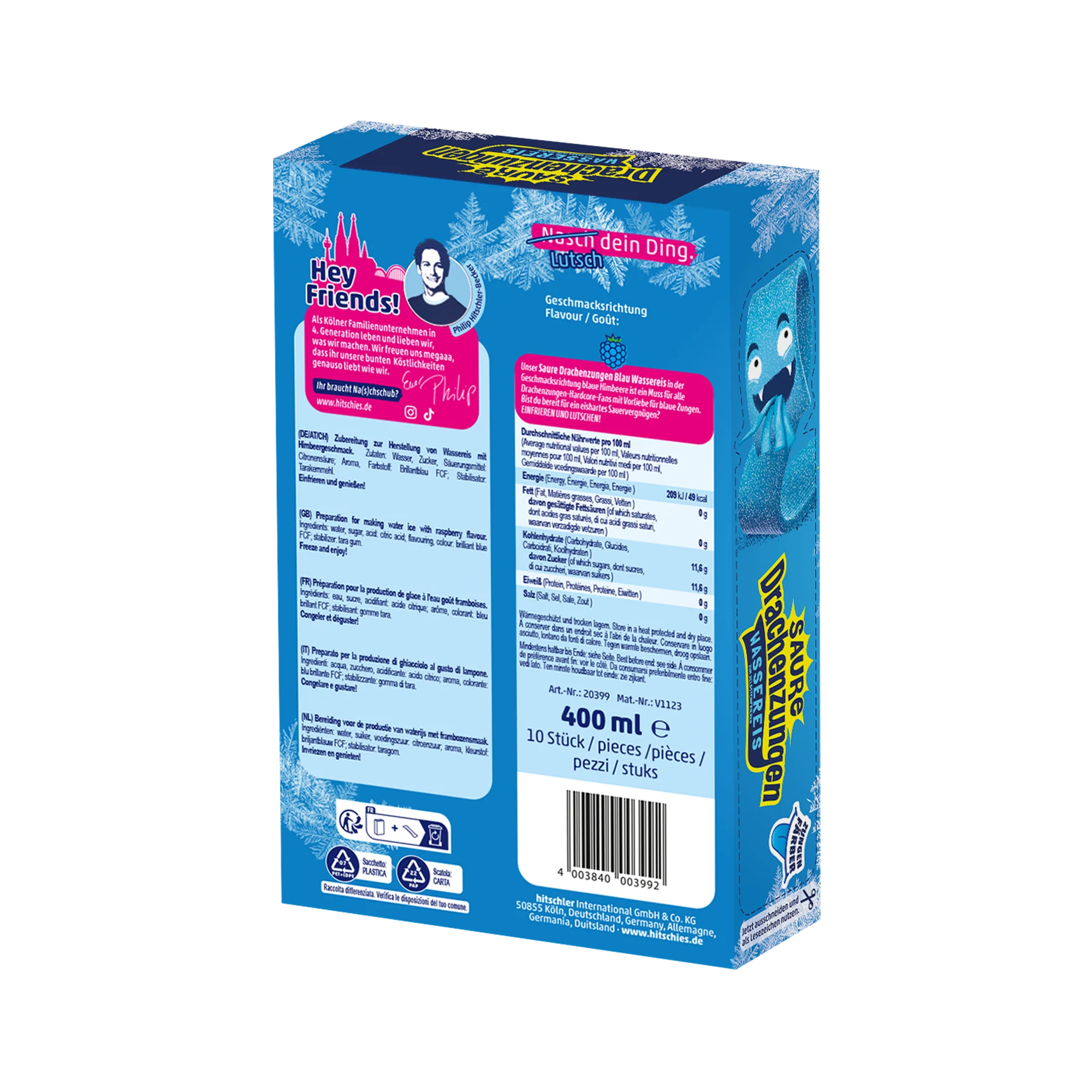 Saure Drachenzungen Wassereis Blau 24 X 400ml