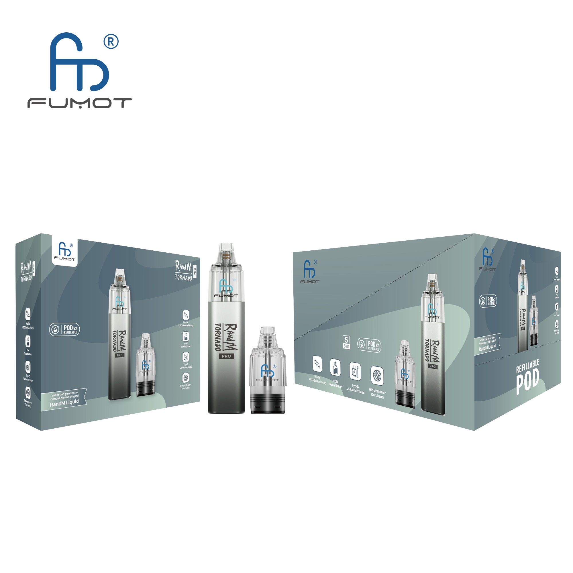 RandM Tornado Pro POD-Kit Farbe: Blue 5stk