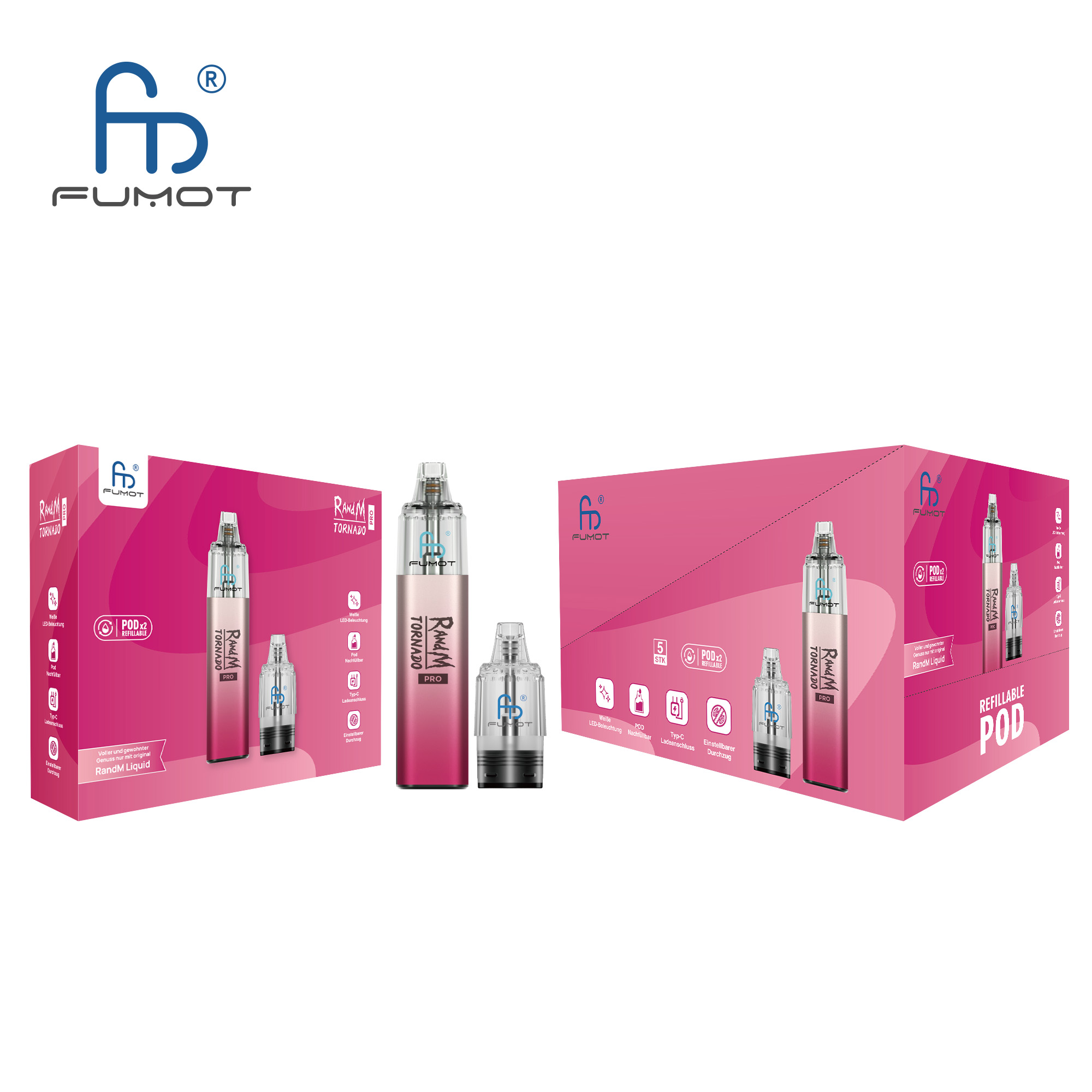 RandM Tornado Pro POD-Kit Farbe: Pink 5stk