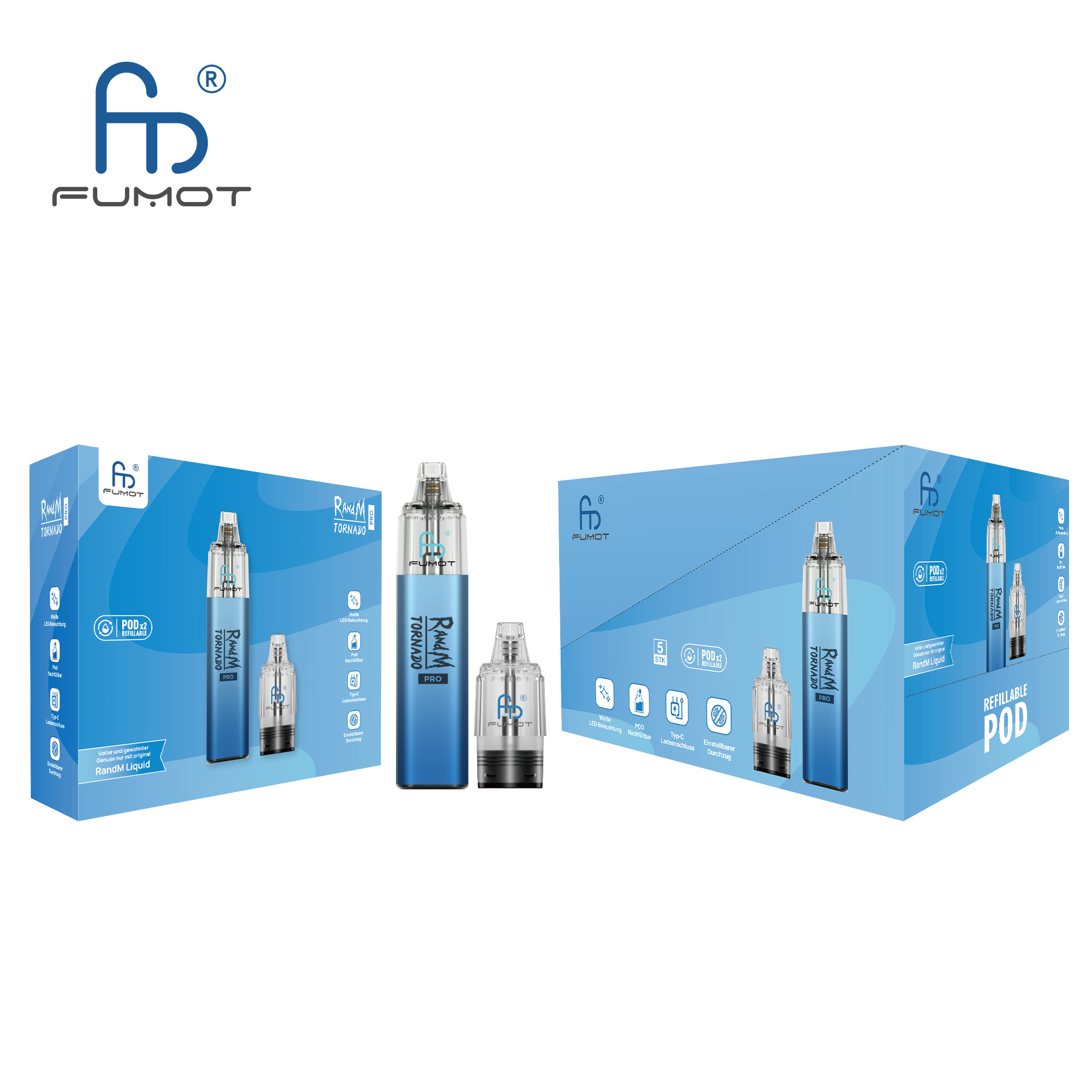 RandM Tornado Pro POD-Kit Farbe: Blue 5stk
