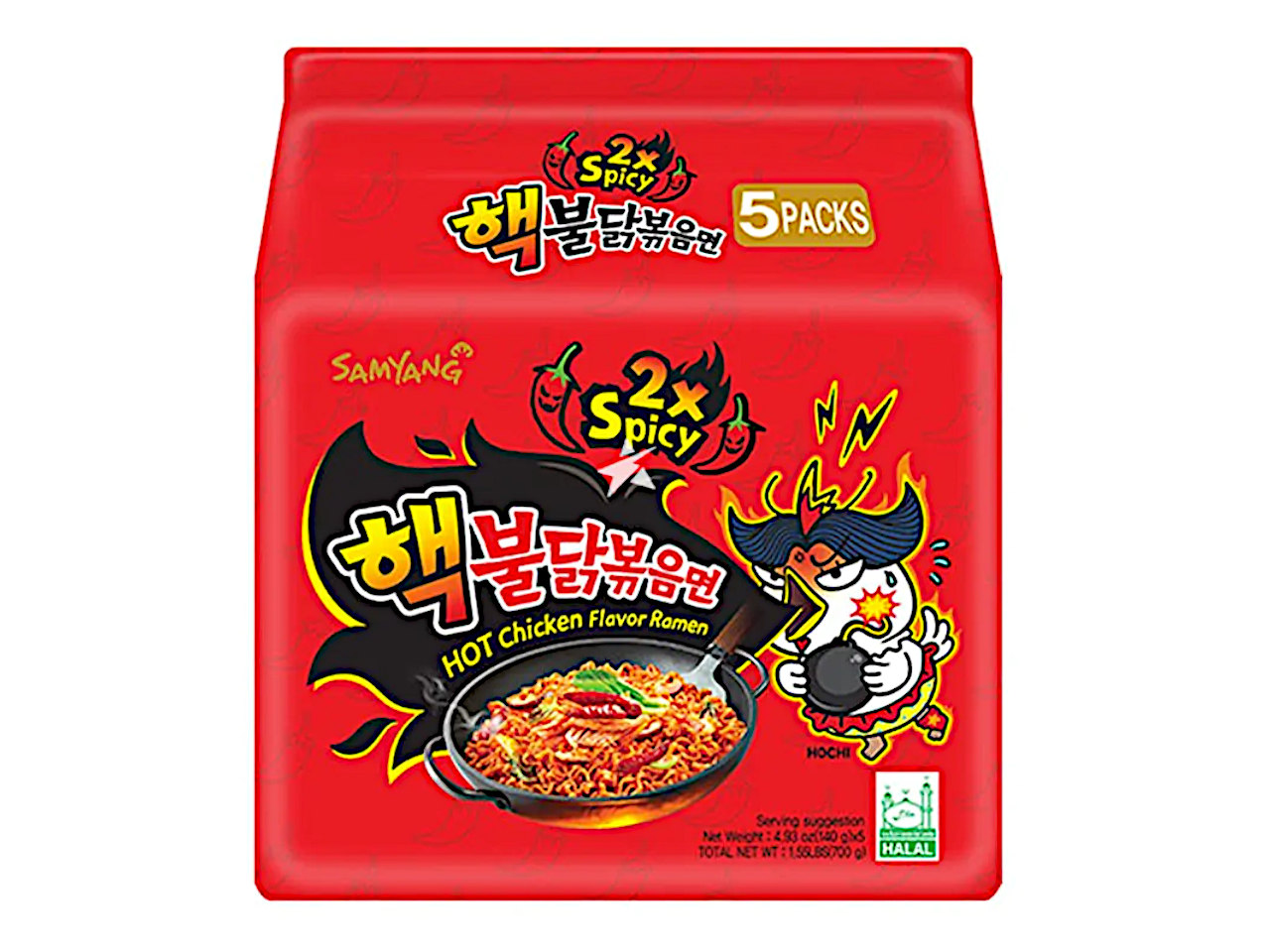 Samyang Buldak 2x Spicy Ramen Nudeln Hot Chicken 5 X  140g