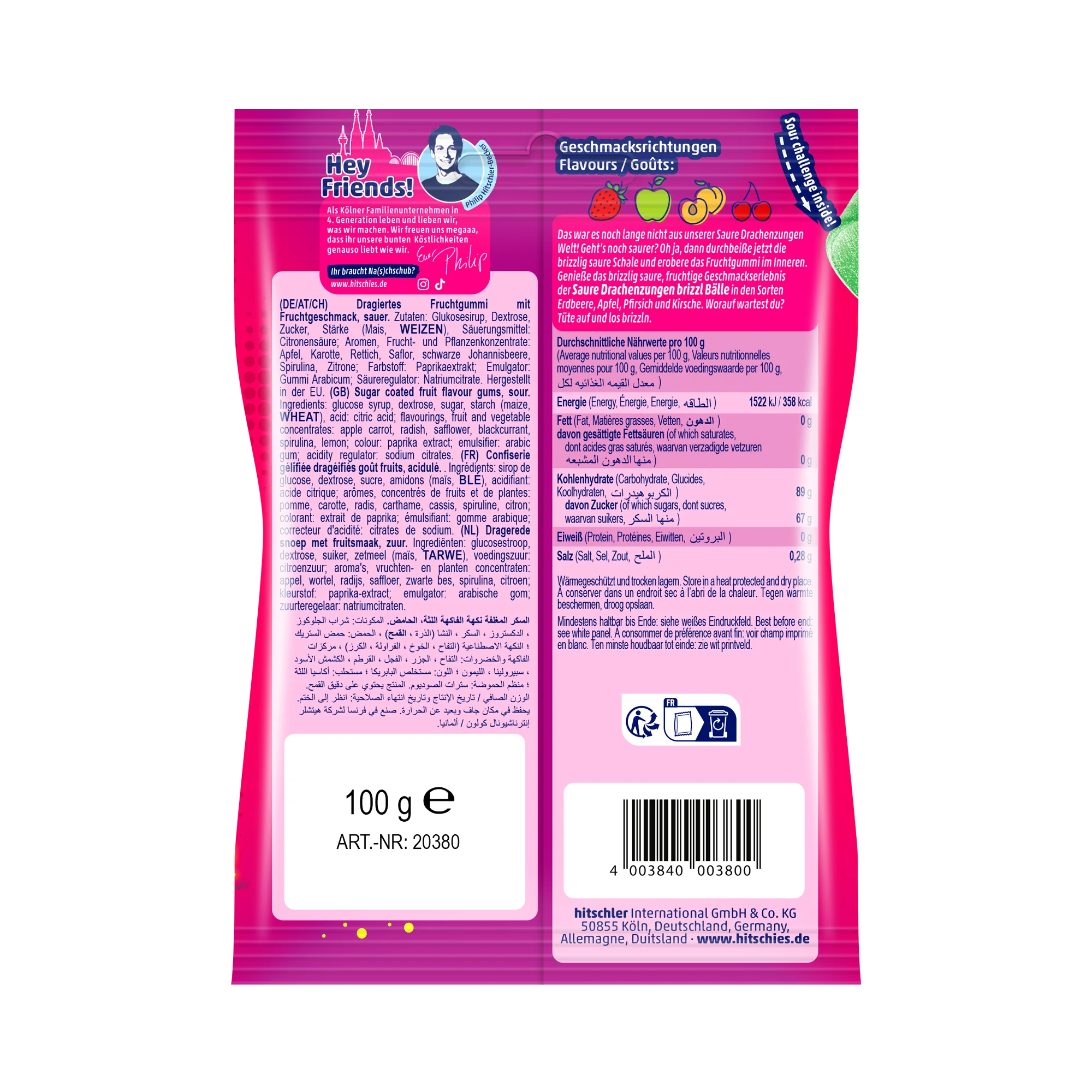 Hitschies Saure Drachenzungen brizzl Bälle 12 x 100g