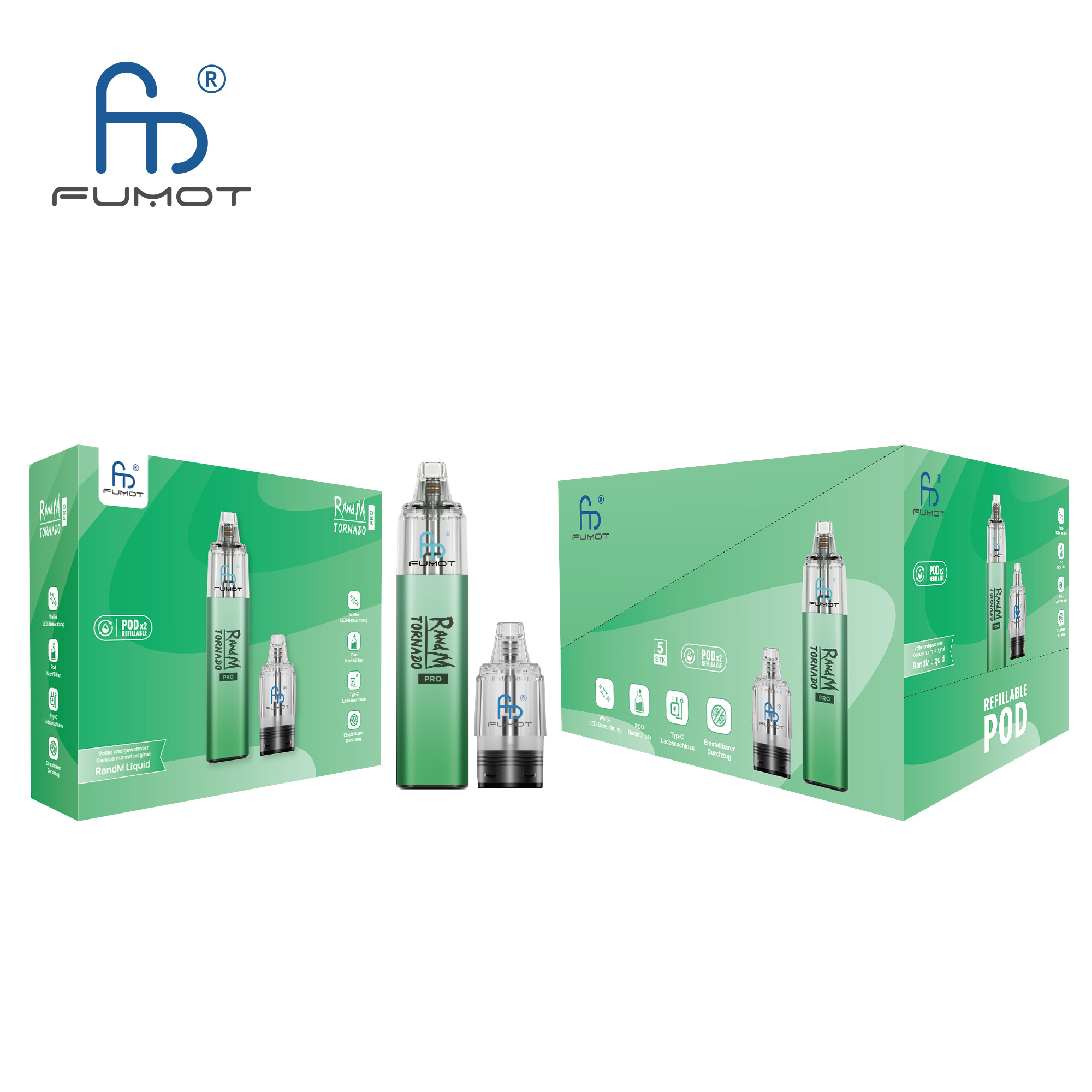 RandM Tornado Pro POD-Kit Farbe: Green 5stk