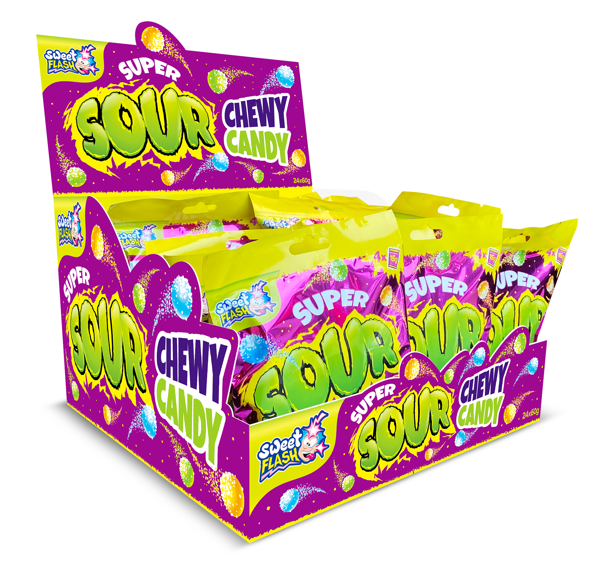Sweet Flash Super Sour Chewy Candy 24 Beutel