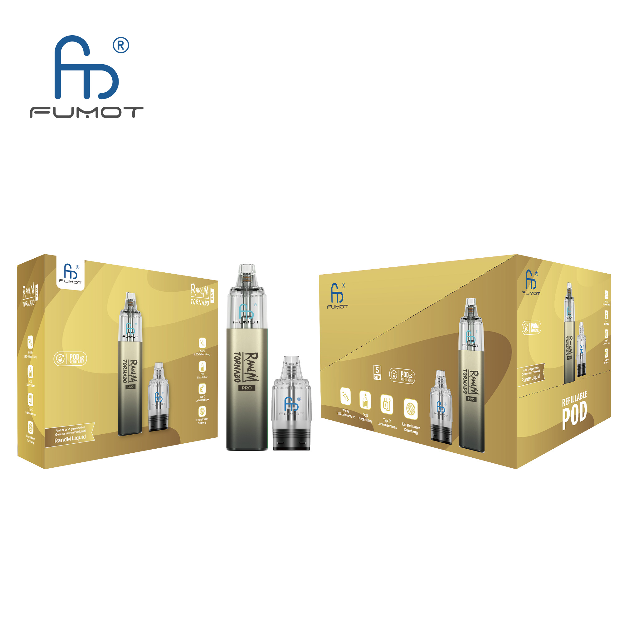 RandM Tornado Pro POD-Kit Farbe: Grey - Gunmetal 5stk