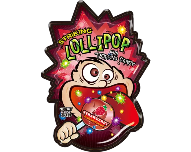 Striking - Lollipop Popping Candy Strawberry Strip 12 x 13.8g